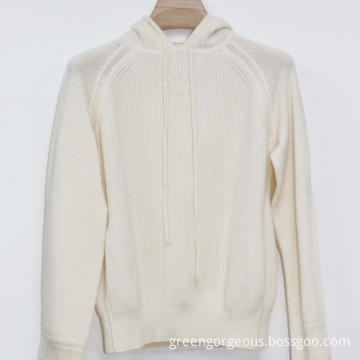 New Hooded Casual Lace-up Pure Cashmere Sweater